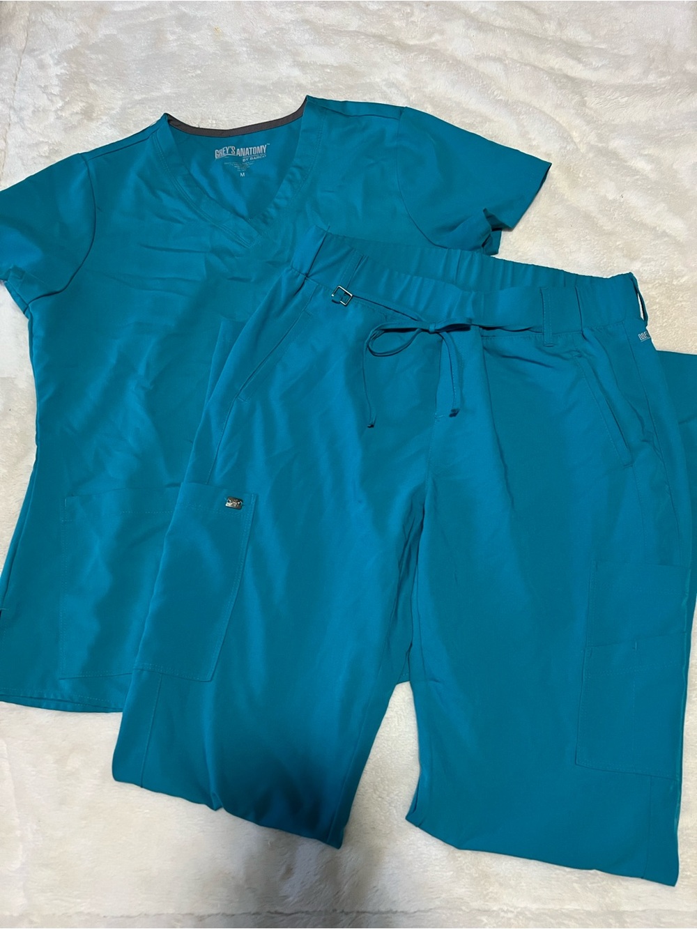 Grey's Anatomy Teal Scrub Top & Bottom Set Top M bottom MT
